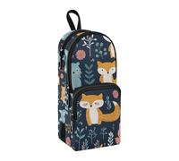 Fox Plants Pencil Case, Big Capacity Pen Bag with Compartment Students Schoolbag Shape Stationery Organizer Pencil Pouch Marker Case for School Office Work