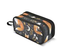 Fox Plants Stars Moons Constellations Pencil Case, Large Capacity Pen Bag for Boys Girls 3 Compartment Pencil Pouch Students Stationery Organizer Marker Case for School Office Work
