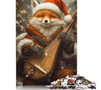 Fox Playing Lute in Winter Puzzle Difficult Challenge 100 Percent Recycled Cardboard Jigsaw Puzzle for Women Men 1000pcs (75x50cm)