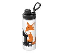 Fox Playing The Piano_107366009 18oz Bulk Insulated Water Bottle, Stainless Steel with Lid for Adults. Ideal for Everyday Use and Outdoor Activities