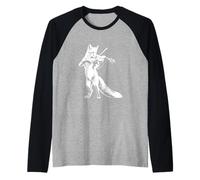 Fox Playing Violin Music Wildlife Nature Enthusiast Raglan Baseball Tee