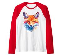 Fox Polygon - Animal Art Fox Raglan Baseball Tee