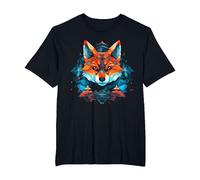 Fox Polygon - Animal Art Fox T-Shirt, Men's Big and Tall, Black, 2X Tall