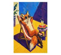 Fox Poolside Jigsaw Puzzle 1000 Pieces in Wood, Assembly Challenge