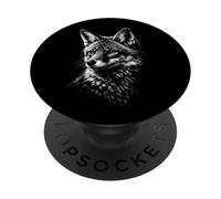 Fox Portrait Black and White Animal Lover PopSockets Adhesive PopGrip