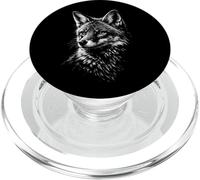 Fox Portrait Black and White Animal Lover PopSockets PopGrip for MagSafe