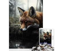 Fox Portrait in A Misty Forest for Adults 1000 Piece Jigsaw Puzzle Great Gifts Stress Reliever Toy Wall Decor for 14+ Puzzle Game Offered (38x52cm)
