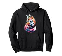 Fox Poster Style Colorful Paint Splatter Art Graphic Splash Pullover Hoodie