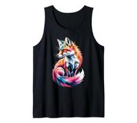 Fox Poster Style Colorful Paint Splatter Art Graphic Splash Tank Top