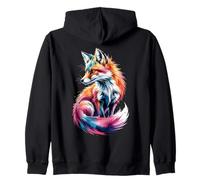 Fox Poster Style Colorful Paint Splatter Art Graphic Splash Zip Hoodie