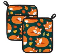 Fox Pot Holders with Pockets Kitchen Hot Pads 2 Piece Heat Resistant Potholder Cotton Lining Pot Holders Oven Mitts for Men Women Cooking Baking