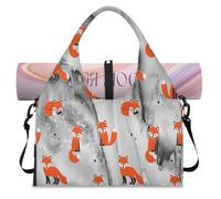 Fox Print Marbl Sports Duffle Bag with Shoe Compartment Foxs Pattern Weekend Overnight Bags Tote Cabin Luggage Bag for Gym Yoga Travel