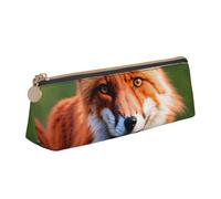Fox Print Triangle Pencil Pens Case Large-Capacity Stationery Organizer Pouch Office Travel