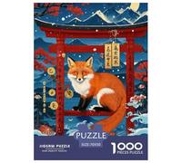 Fox Puzzle 1000 Piece Challenging Game Ukiyo-e Style Jigsaw Puzzles Have Fun Learning 100% Recycled Cardboard for Adults & Kids, Ages 14+ 70x50cm/1000pcs