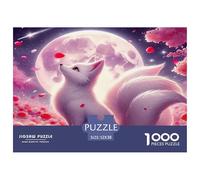 Fox Puzzle for Adults Fox by Full Moon Surrounded by Blooms Puzzle Fun And Challenging Family Game 1000 Piece 52x38cm/1000pcs