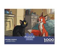 Fox Puzzles 1000 Piece Challenge Toy Adults And over 12 Years Old Black Cat Creative Puzzles Educational Game Stress Relief Home Decoration Gift 38x26cm 1000pcs