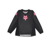 Fox Racing Kids Girls Blackout Jersey, Breathable Mobility, Moisture-Wicking, Vented Mesh Panels, Comfortable Fit, Drop Tail Design, Ideal for Motocross Riding, Color: Black/Black, Size: KM