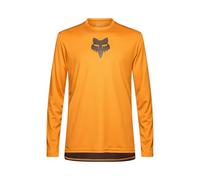 Fox Racing Ranger Long Sleeve Jersey Fox Head, Recycled Materials, Sweat-Wicking Mesh, MTB Fit, Drop Tail Panel, Versatile Performance On/Off Bike, Iconic Logo, Color: Caramel, Size: XL