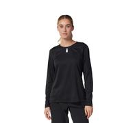 Fox Racing W Defend LS Jersey - Women's Long Sleeve MTB Jersey, TruDri Fabric, Recycled Materials, Relaxed Fit for Elbow Guards, Podium-Proven Race Performance, Color: Black, Size: XL