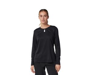 Fox Racing W Defend LS Jersey - Women's Long Sleeve MTB Jersey, TruDri Fabric, Recycled Materials, Relaxed Fit for Elbow Guards, Podium-Proven Race Performance, Color: Black, Size: XL