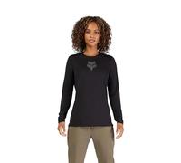 Fox Racing W Ranger LS Jersey Fox Head - Women's Long Sleeve MTB Jersey, Recycled Materials, Sweat-Wicking Mesh, Drop Tail for Coverage, Black, Size: L