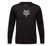 Fox Racing YTH Ranger Ls Jersey Fox Head - Youth Long Sleeve MTB Jersey, Recycled Materials, Sweat-Wicking Mesh, Drop Tail for Coverage, Iconic Logo, Versatile Performance - Color: Black, Size: YM