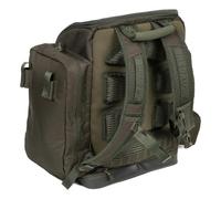 Fox Rage Predator Rucksack | Pike Fishing Backpack | Full Length Side Pocket | 2 Small Side Pockets | Large Open Compartment | Front Pocket with Medium Tackle Box | Front D-Rings | Padded Straps