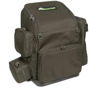 Fox Rage Predator Rucksack | Pike Fishing Backpack | Full Length Side Pocket | 2 Small Side Pockets | Large Open Compartment | Front Pocket with Medium Tackle Box | Front D-Rings | Padded Straps