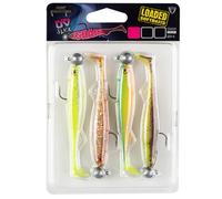 Fox Rage Slick Shad Mixed UV Colour Pack Loaded - 4 Rubber Fish