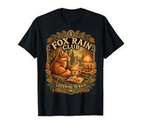 Fox Rain Club Listening to Rain Cozy Forest Fox Nature Lover T-Shirt