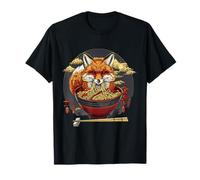 Fox Ramen Bowl Artwork Pagoda Tower Japanese Noodles T-Shirt
