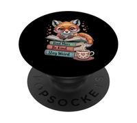 Fox Read More Books Stay Weird Cottagecore Reader Aesthetic PopSockets Adhesive PopGrip