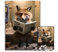 Fox Reading Newspaper Jigsaw Puzzles for Adults, 1000 Piece Puzzles for Adults Challenging Brain Teaser for Teenagers, Family Fun Interactive Game 50x75CM/19.68x29.52inch