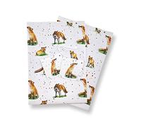 Fox Recycled and Recyclable Quality Gift Wrapping Paper - birthday - Christmas - Mother's and Father's Day - Crafting: 2 sheets and 2 strung fox gift tags