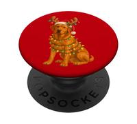 Fox Red Lab Christmas Tree Light Pajama Labrador Dog PopSockets Adhesive PopGrip