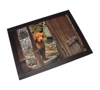 Fox Red Labrador Lap Tray, Large Faux Leather Padded Dinner Serving Tray, Dark Brown with Dog Design, 43.7cm x 33cm