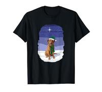 Fox Red Labrador Retriever Dog Santa Hat in Christmas Snow T-Shirt