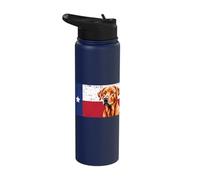 Fox Red Labrador Texas Flag Dog Stainless Steel Insulated Water Bottle