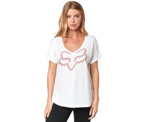 FOX RESPONDED SS VNECK women's t-shirt white XS