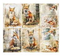 Fox Rice Papers, 21 x 26.5cm (6 Sheets) - Decoupage Paper 6X Designs for Collage, Mixed Media, Card Making & Crafts, Decoupage by CRAFT KREATIVELY