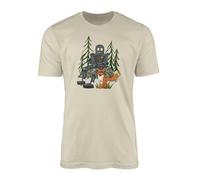 Fox & Robot T-Shirt Top Tee - World Book Day Kids Novel Robot Wild in The Wild Book Cute Comfortable Apparel Comfy Reading is Power Read Books Gift Present (Small, Natural)