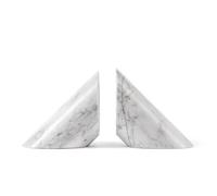 Fox Run 100% Natural Polished Marble Bookends, White, Set of 2, Angled