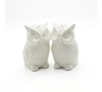 Fox Run Ceramic Owl Salt and Pepper Shakers, Set of 2 White Mini Seasoning Shakers, 2.4" x 3.5"