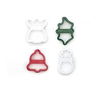 Fox Run Christmas Cookie Cutter Set, 4-Inch, Plastic, 4-Piece Set, Angel, Holly Leaf, Bell, and Snowman
