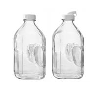 Fox Run Large Glass Milk Bottles, Set of 2 64oz/2 Quart Capacity Glass Bottles with Airtight and Pouring Lids