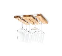 Fox Run Mounted Under-Cabinet Wooden Wine Glass Holder Rack, 11 x 7 x 0.75 inches, Brown