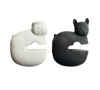 Fox Run Silicone Pot Clip Spoon Rest, French and English Bulldogs, Set of 2, 2.75", White and Black