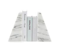 Fox Run Triangular 100% Natural Polished White Marble Bookends