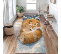 Fox Runner Rug 50 x 150 cm Long Washable, Wild Animal Carpet Runners for Hallway Non Slip, Kitchen Entryway Hall Bedroom Decor, Soft Low Pile iJ&B203