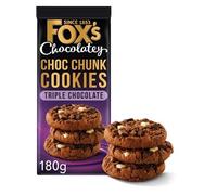 Fox’s Cookies Assortment Variety Pack | Milk & White & Triple Chocolate Chunk Cookies 180g | British Chocolate Biscuit Snack Selection (Fox's Chocolatey Choc Chunk Cookies Triple Chocolate 180g)